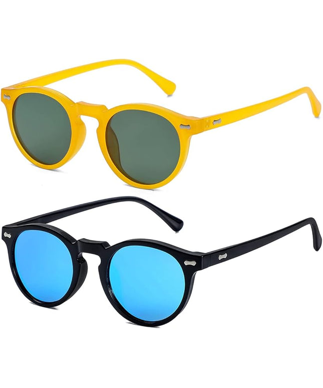 Gleyemor Vintage Polarized Sunglasses for Men Round Sunglasses UV400 Protection Retro Hand-crafted Acetate Frame