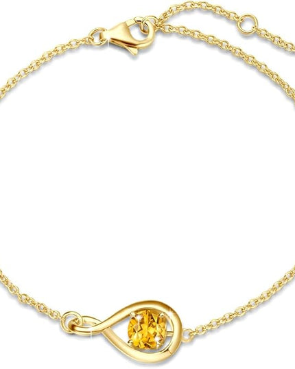 FANCIME Love Bracelet 925 Sterling Silver Infinity Birthstone Bracelets for Women Fine Jewelry Birthday Christmas Gifts for Her Mom Wife, Chain Length 6.7"+1.2" Extend