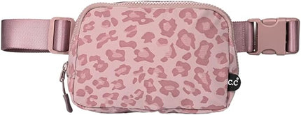 C.C Belt Bag for Women – Quilted Fanny Pack Crossbody Waist Bag with Adjustable Strap, Fashion Gift Idea (Leopard Pattern - rose)