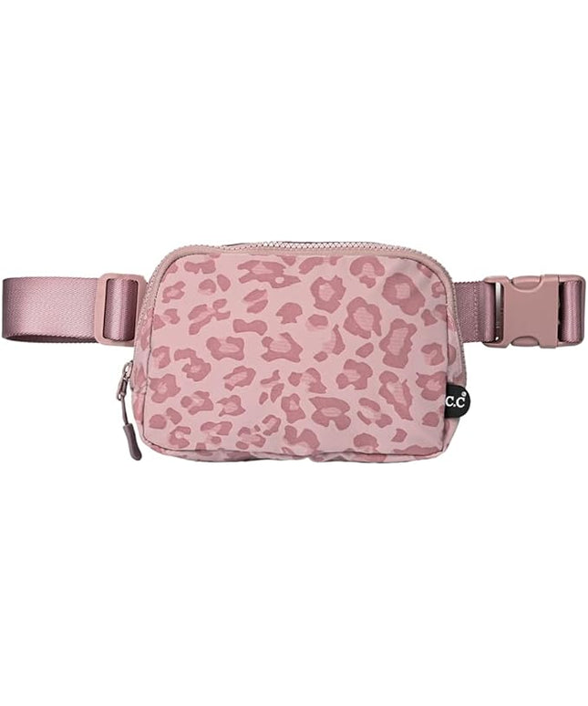 C.C Belt Bag for Women – Quilted Fanny Pack Crossbody Waist Bag with Adjustable Strap, Fashion Gift Idea (Leopard Pattern - rose)