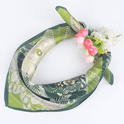 ANDANTINO 100% Pure Mulberry Silk Small Square Scarves -21'' x 21''- Digital Printed Neckerchief –Women Men Lightweight Scarf