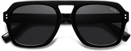 SOJOS Retro Thick Polarized Aviator Sunglasses for Women Men, Large Trendy Bold Square Pilot Shades SJ2385