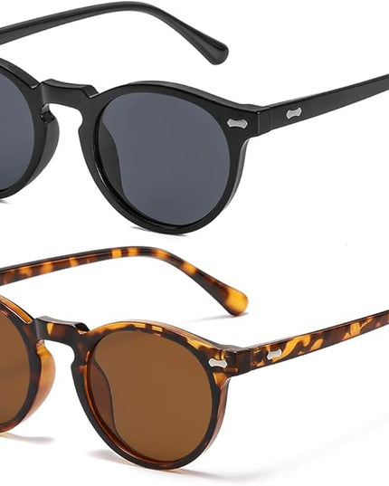 Gleyemor Vintage Polarized Sunglasses for Men Round Sunglasses UV400 Protection Retro Hand-crafted Acetate Frame