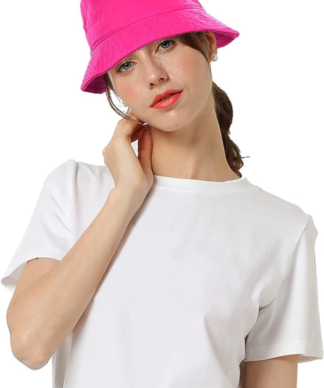 Falari Men Women Unisex Cotton Bucket Hat 100% Cotton Packable for Travel Fishing Hunting Summer Camp