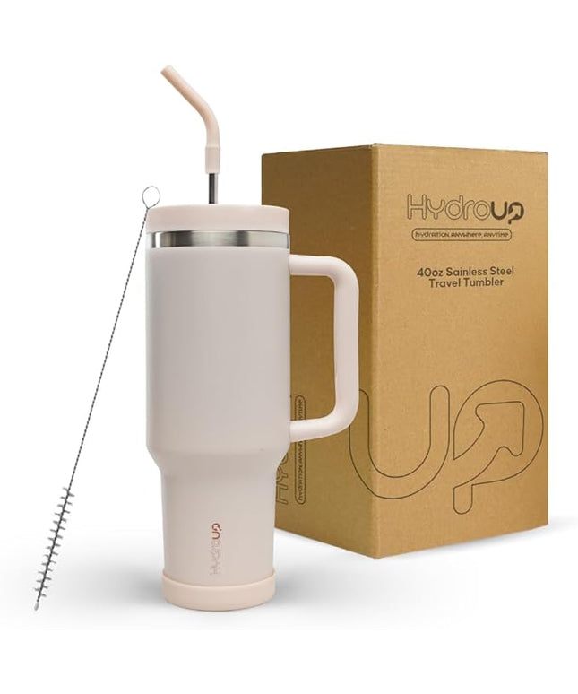 40oz Travel Tumbler Cup with Handle, Two-Way Slider Lid, Stainless Steel Straw with Silicone Tip, Vacuum Insulated Water Bottle for Hot & Cold Drinks, Great Gifts for Mom