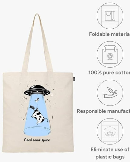 Eco Right Tote Bag for Women, Reusable Grocery Bag, Canvas Tote Bag for Shopping, Cotton Bag for Daily Use, Gifts for Women