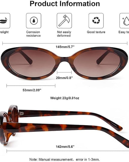 90s Sunglasses for Women Men Retro Small Oval Sunglasses