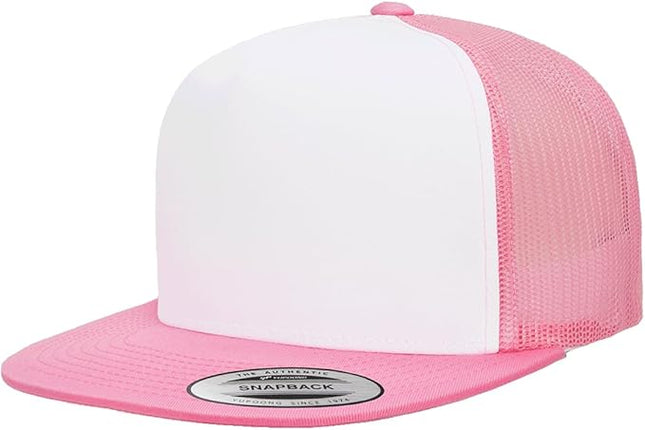 Yupoong 5-Panel YP Classic Trucker Cap | High Profile Flat Visor Snapback | OSFM | Bulk Packs Available