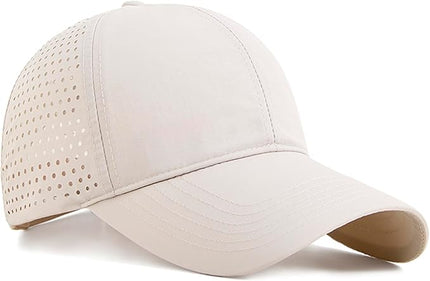 Xinveen Quick Dry Baseball Cap Curved Brim Snapback Hat Laser Cut Mesh Ball Cap Golf Ball Cap for Men Women