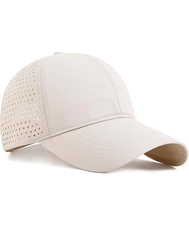 Xinveen Quick Dry Baseball Cap Curved Brim Snapback Hat Laser Cut Mesh Ball Cap Golf Ball Cap for Men Women