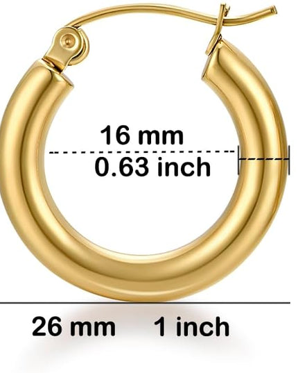 18K Gold Plated Chunky Hoop Earrings for Women Fashion Thick Gold Hoops Set Jewelry for Birthday Christmas Gifts