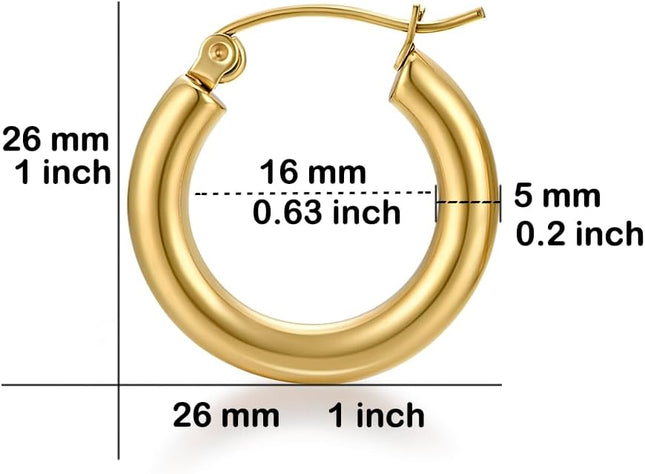 18K Gold Plated Chunky Hoop Earrings for Women Fashion Thick Gold Hoops Set Jewelry for Birthday Christmas Gifts
