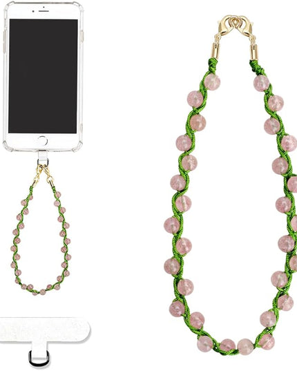 Marble Beaded Phone Wrist Strap, Cellphone Lanyard with Tether Tab, Hands-Free Wristlet Bracelet