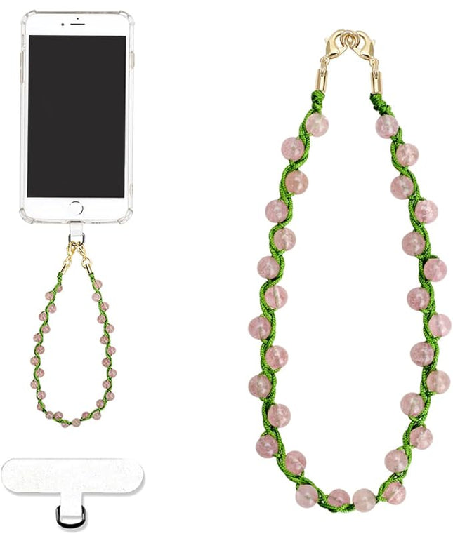 Marble Beaded Phone Wrist Strap, Cellphone Lanyard with Tether Tab, Hands-Free Wristlet Bracelet