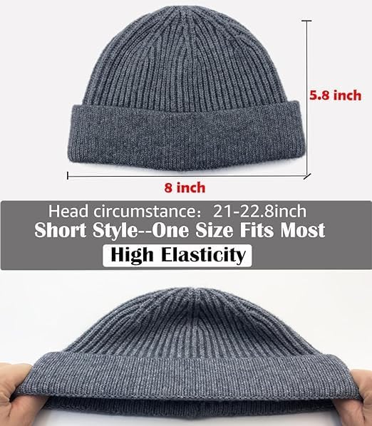 Fisherman Beanie Hats for Men Women,Wool Knit Trawler Skull Cap,Watch Cap,Spring Fall Winter Warm Short Hats