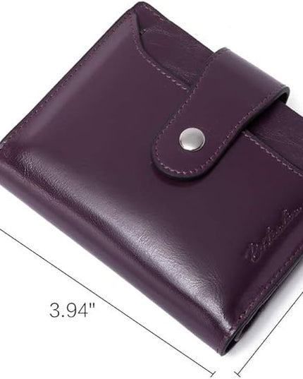 BOSTANTEN Women Leather Wallet RFID Blocking Small Bifold Zipper Pocket Wallet Card Case Purse with ID Window