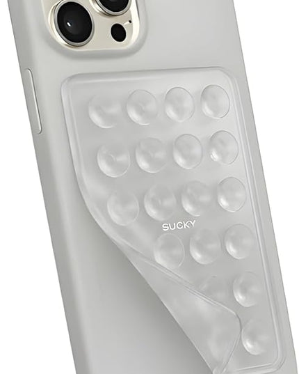 Suction Phone Case Mount, Phone Sticky Grip for iPhone and Android, Adhesive Phone Accessory, Hands-Free Mirror Shower Phone Holder for Videos and Selfies (Clear)