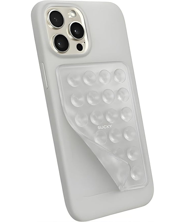 Suction Phone Case Mount, Phone Sticky Grip for iPhone and Android, Adhesive Phone Accessory, Hands-Free Mirror Shower Phone Holder for Videos and Selfies (Clear)