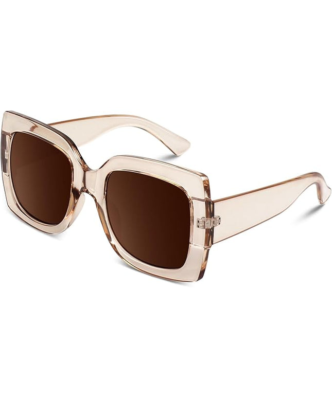 GQUEEN Oversized Square Frame Sunglasses Womens Retro Vintage Trendy Shades,S904