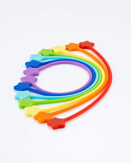 Reusable Silicone Twist Ties, 7.48'' Magnetic Cable Ties with Strong Magnet for Organizing Cables, Hanging Stuff, USB Cords, Fridge Magnets, Book Markers, or Just for Fun (7Colors, 7 Pack)