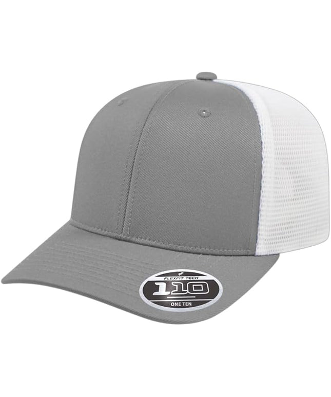Cap America i8502 Flexfit 110 Premium Mid Profile 6-Panel Mesh Back Trucker Cap Hat w/UV Guard & Adjustable Snapback