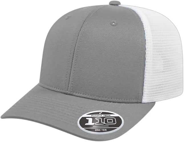 Cap America i8502 Flexfit 110 Premium Mid Profile 6-Panel Mesh Back Trucker Cap Hat w/UV Guard & Adjustable Snapback