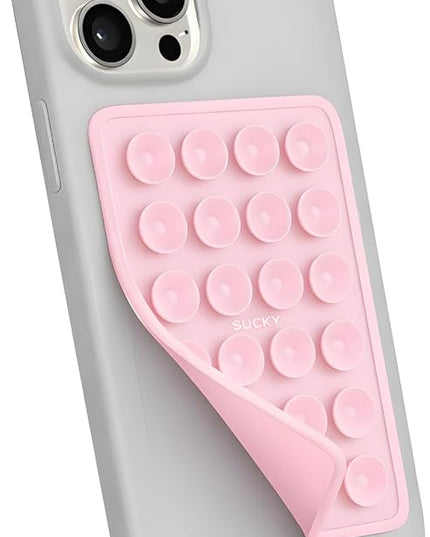 Suction Phone Case Mount, Phone Sticky Grip for iPhone and Android, Adhesive Phone Accessory, Hands-Free Mirror Shower Phone Holder for Videos and Selfies (Chalk Pink)