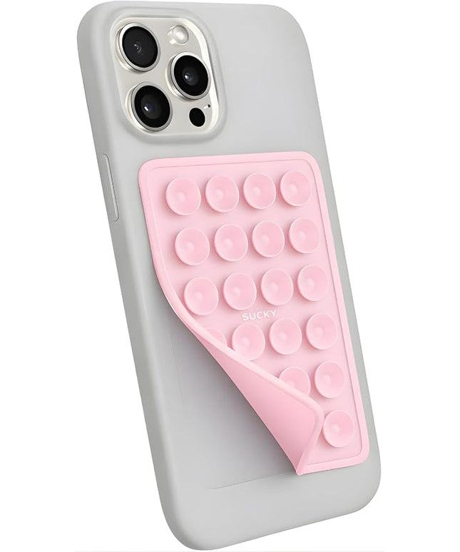 Suction Phone Case Mount, Phone Sticky Grip for iPhone and Android, Adhesive Phone Accessory, Hands-Free Mirror Shower Phone Holder for Videos and Selfies (Chalk Pink)