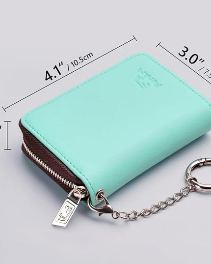 FurArt Zipper Wallet Women, RFID Blocking Credit Card Wallet, Business Card Holder, Compact Size KeyChain Wallet