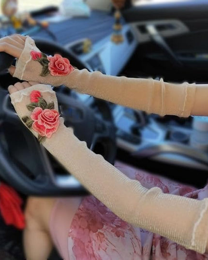 Specell Embroidered Flowers Lace Fingerless Gloves - for Bridal Wedding Cocktail Tea Party Evening Prom Costumes Cosplay