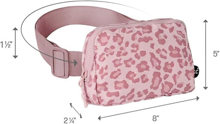 C.C Belt Bag for Women – Quilted Fanny Pack Crossbody Waist Bag with Adjustable Strap, Fashion Gift Idea (Leopard Pattern - rose)