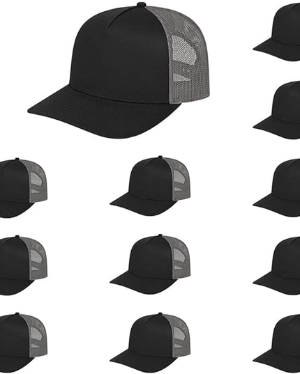 Cap America i3039 Classic 5 Panel Mid Profile Structured Trucker Mesh Back Cap w/ & Adjustable Snapback