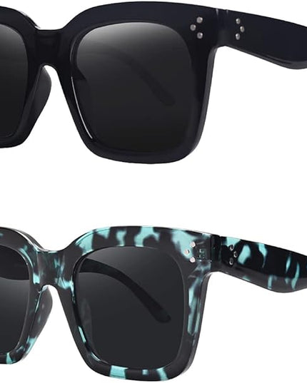 Vintage Women Oversized Sunglasses Designer Luxury Square Sun Glasses UV400 Protection Flat Lens