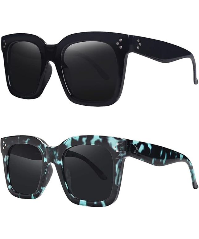 Vintage Women Oversized Sunglasses Designer Luxury Square Sun Glasses UV400 Protection Flat Lens