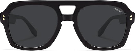 SOJOS Retro Thick Polarized Aviator Sunglasses for Women Men, Large Trendy Bold Square Pilot Shades SJ2385