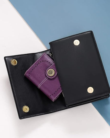 SENDEFN Small Womens Wallet Leather Bifold Card Holder RFID Blocking with Zipper Coin Pocket