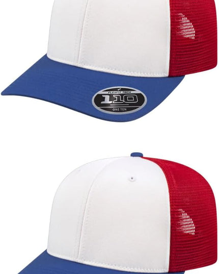 Cap America i8502 Flexfit 110 Premium Mid Profile 6-Panel Mesh Back Trucker Cap Hat w/UV Guard & Adjustable Snapback