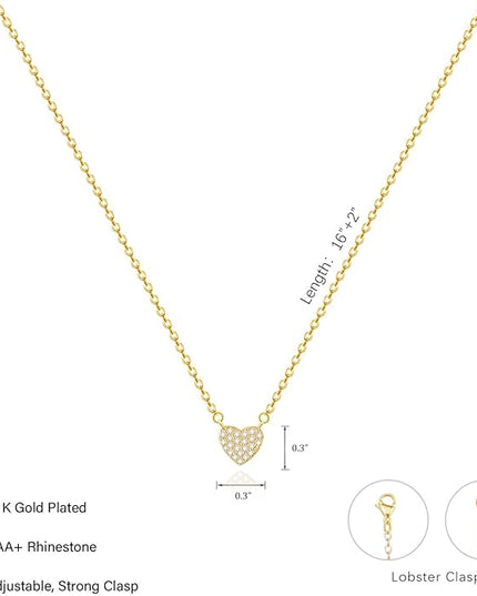 Cute Heart Necklace Dainty 18k Gold Plated Tiny Heart Pendant Choker Necklaces Small Gold Love Open Heart Chain Necklace for Women Simple Gold Necklace for Women Trendy Jewelry