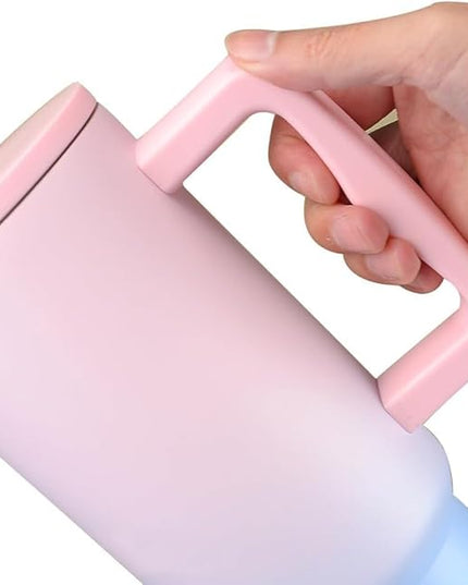 40 oz Tumbler with Handle and Straw & 6PCS Cup Accessories for 40 oz Cup - Vacuum Insulated Stainless Steel Double Wall Water Bottle Travel Coffee Mug - Holiday Gifts for Women Men (Bubble)