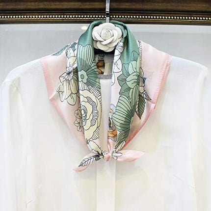 ANDANTINO 100% Mulberry Silk Scarf -21” Lightweight Square Neckerchief – Breathable Digital Printed Scarves with Gift Packed