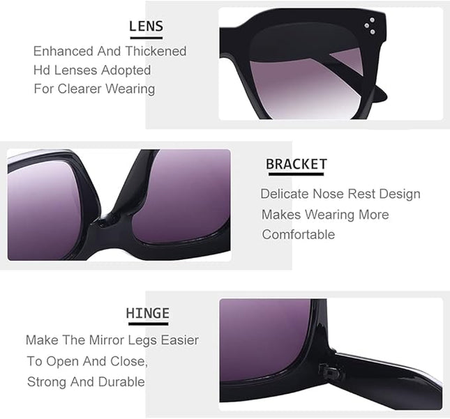 Vintage Women Oversized Sunglasses Designer Luxury Square Sun Glasses UV400 Protection Flat Lens