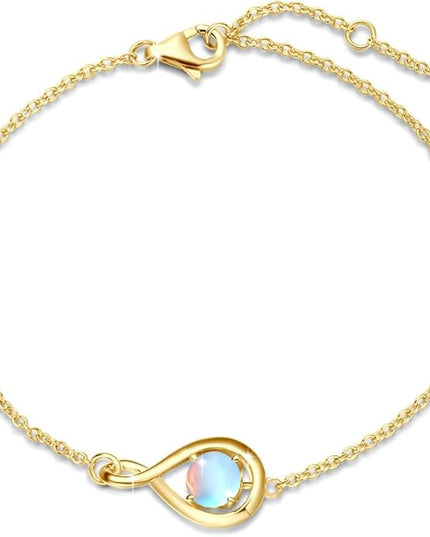 FANCIME Love Bracelet 925 Sterling Silver Infinity Birthstone Bracelets for Women Fine Jewelry Birthday Christmas Gifts for Her Mom Wife, Chain Length 6.7"+1.2" Extend