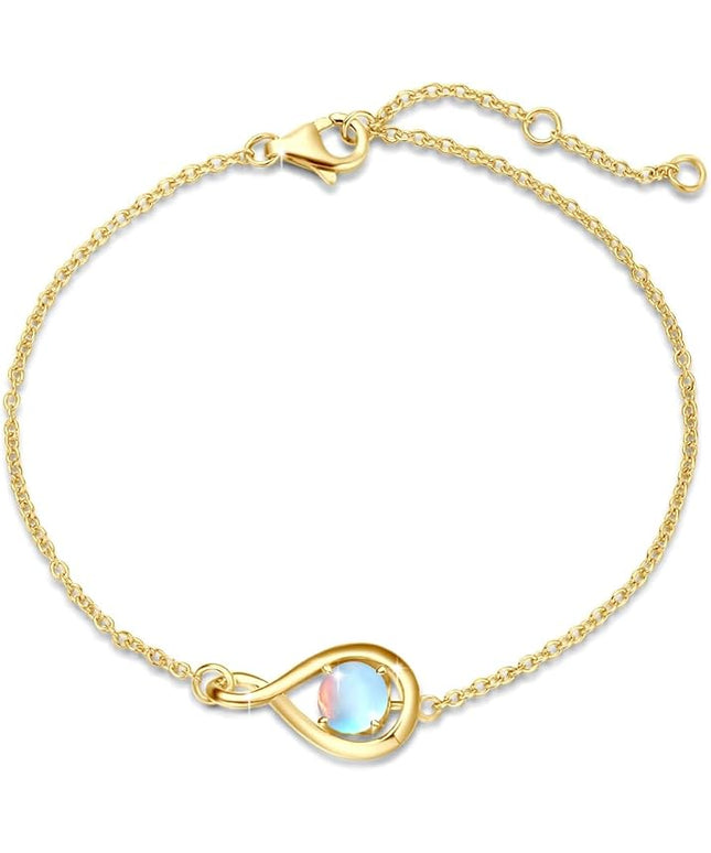 FANCIME Love Bracelet 925 Sterling Silver Infinity Birthstone Bracelets for Women Fine Jewelry Birthday Christmas Gifts for Her Mom Wife, Chain Length 6.7"+1.2" Extend