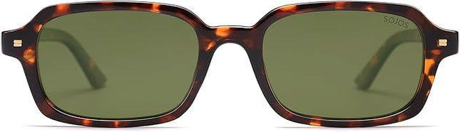 SOJOS Trendy Rectangle Polarized Sunglasses Womens Mens, Small Retro Fashion Thin Slim Square Sunnies SJ2610
