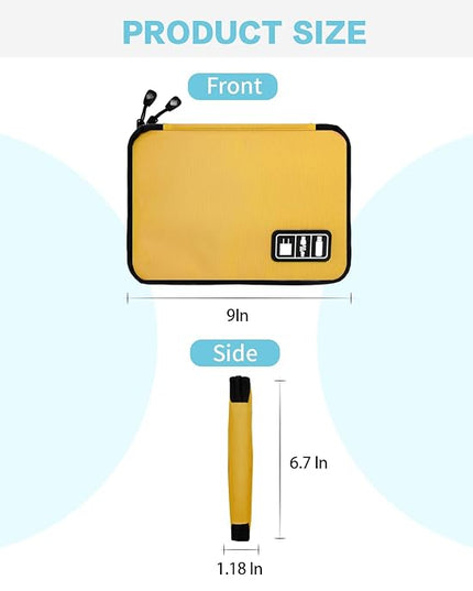 Electronics Travel Organizer,Portable Waterproof Electronic Travel Storage Bag for Small Charging Cord Storage,Charger,SD Card etc,for Travel,Business-Yellow Green