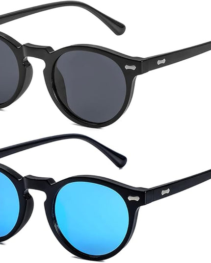 Gleyemor Vintage Polarized Sunglasses for Men Round Sunglasses UV400 Protection Retro Hand-crafted Acetate Frame