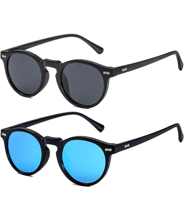 Gleyemor Vintage Polarized Sunglasses for Men Round Sunglasses UV400 Protection Retro Hand-crafted Acetate Frame
