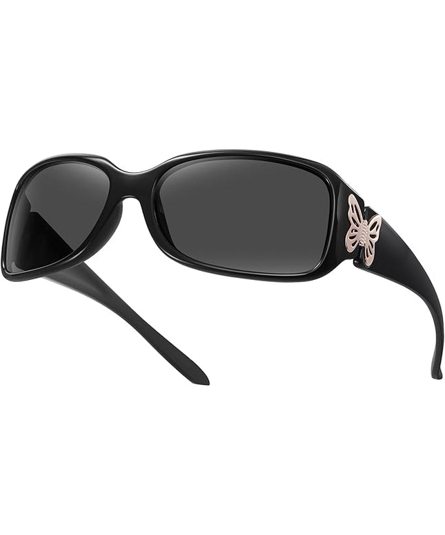 HAOLOTA Women's Polarized Sunglasses - Fashionable Wraparound Butterfly Design with UV400 Protection