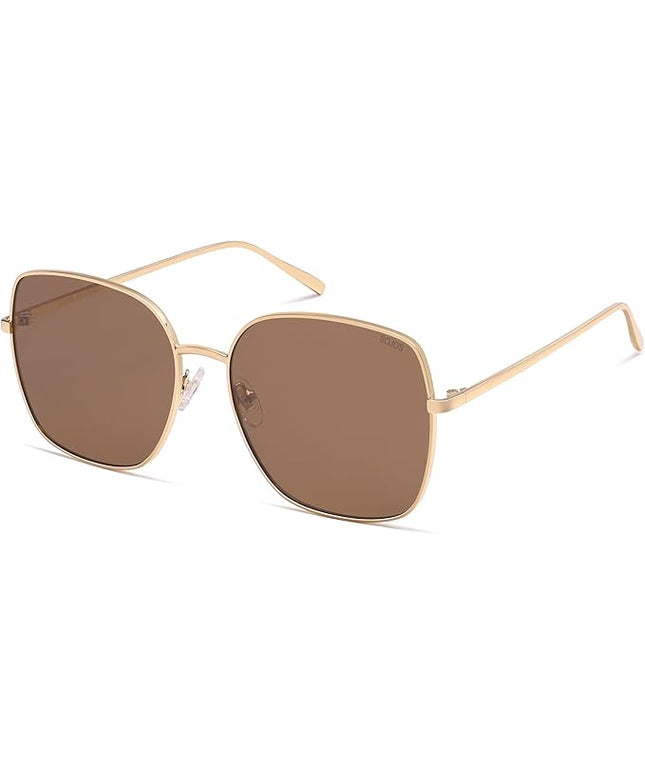 SOJOS Trendy Oversized Square Metal Frame Sunglasses for Women Men Retro Big Flat Lens UV Protection Sunglasses SJ1146