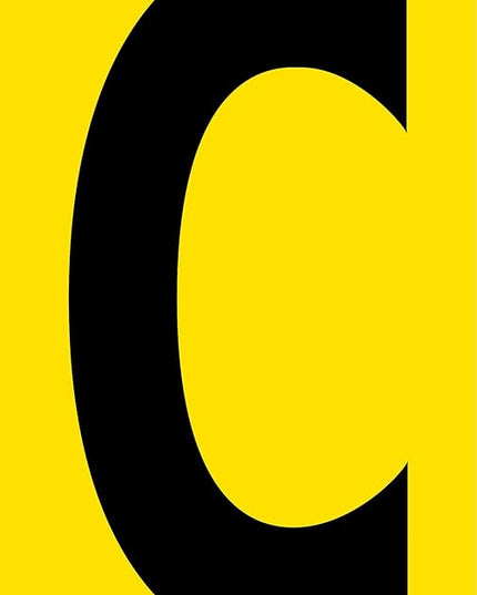 Mighty Line C Letter Alphabet Die Cut Location Markers, Large Decal Stickers for Pallet and Machinery Marking, Heavy-Duty, Peel and Stick Adhesive, Industrial Quality, 6"x10", Pack of 10, Yellow